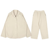 Autumn and winter lapel cardigan teddy velvet thickened thermal pajamas ins Korean version of high-end lamb wool loungewear set