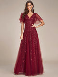 2025spring and summer new  evening dresses V collar mesh banquet performances host dress factory supply