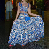 2025 popular autumn Popular trade  women's clothing temperament elegant short suspender top printed pendulum skirt fashion suit