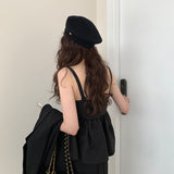 Korean version of the new sweet and cute princess style A-shaped suspender top, pleated design lotus leaf pendulum age-reducing vest for women