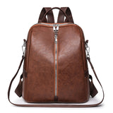 2025 2025 new women's backpack fashion casual shoulder soft leather travel bag retro versatile solid color commuter backpack