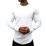 KKBOXLY 2025 autumn and winter fitness long-sleeved slim-fit primer American crew neck elastic casual sports solid color inner top