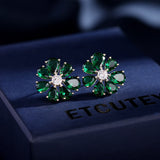 2025 S925 silver needle sweet temperament niche design feeling water drop zircon inlaid earrings wholesale fairy wind flower stud earrings