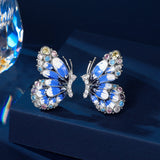 2025 New niche high-end earrings wholesale break cocoon into butterfly super fairy temperament earrings tide dripping oil color butterfly stud earrings