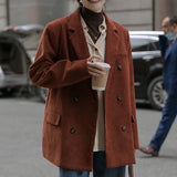 Spring and Autumn New Korean Edition Coffee Corduroy Jacket Commuter Versatile Shoulder Stacked Retro Casual Jacket Women