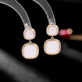 2025 South Korea Dongdaemun earrings women's new zircon 925 silver needle simple daily temperament geometric square earrings
