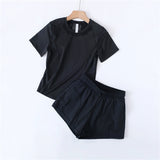 Thin running sports suit women's quick-drying and breathable loose fitness suit with pockets, summer new yoga suit D621