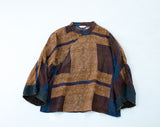 new Chinese digital printing ramie diagonal shirt, retro literary placket button top S23139
