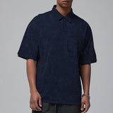 KKBOXLY 2025 popular summer new lapel button T-shirt men's retro washed heavy short-sleeved loose casual top men's