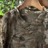 2025  25/3 SN149 ramie printed hand-buckled light retro shirt