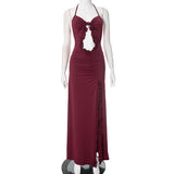 2025 F25DS011 Popular,  and  summer  New new solid color splicing sexy hollow suspender dress