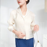 2025 high-end pleated short coat women's spring and autumn new bud design niche cardigan shawl top