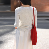Gentle wind lace round neck inner top spring new slim and thin solid color women's half-open button long-sleeved T-shirt