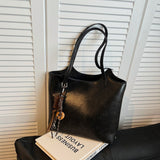 KKBOXLY 2025 Retro bag women's large capacity popular new versatile casual shoulder shopping bag simple commuter tote bag
