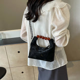 KKBOXLY 2025 Niche retro beaded handle handbag popular new high-end national style small square bag chain shoulder messenger bag