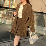 Thickened corduroy shirt women's clothing  spring and autumn new Korean version casual design sense pit strip shirt jacket tide