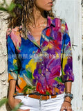 Floral Print Button Front Shirt, Casual Long Sleeve Shirt For Spring & Fall, Women's Clothing