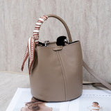 leather large-capacity bucket bag Korean version of messenger simple first-layer cowhide natural drop women's bag portable messenger bag