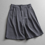 Solid color semi-elastic waist three-dimensional pinching pleated drape loose wide-leg pants pants versatile casual pants women's pants shorts Z477
