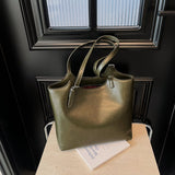 KKBOXLY 2025 Retro bag women's large capacity popular new versatile casual shoulder shopping bag simple commuter tote bag