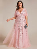 2025spring and summer new  evening dresses V collar mesh banquet performances host dress factory supply