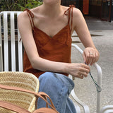 Summer  new linen sling vest, Korean version ins adjustable reception niche design sleeveless top