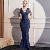 2025 evening dress femininity high sense light luxury celebrity style banquet host slim long fishtail dress