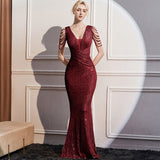 2025 evening dress femininity high sense light luxury celebrity style banquet host slim long fishtail dress
