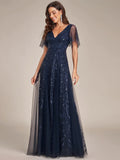 2025spring and summer new  evening dresses V collar mesh banquet performances host dress factory supply