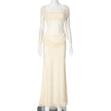 2025 F24DS396 INS  style  spring new women's clothing lace sexy slim solid color off-the-shoulder dress