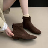 2025  Premium thick heel suede  small ankle boots square head thin short boots women's shoes autumn and winter new velvet Martin boots