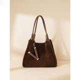 2025 High texture matte portable tote bag popular new two-layer anti-velvet cowhide retro fashion shoulder messenger bag