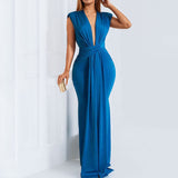 2025 spring women's evening dress temperament elegant deep V-neck slim-fitting hip-wrapping dress dress women