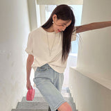 summer new heavy short-sleeved T-shirt Korean ins style high-end basic model, inner and outer wear bottom top