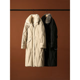 2025 trench coat goose down jacket long, high-end 95 white goose down big fur collar Rex rabbit fur collar down jacket thickened jacket winter