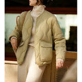 2025 Japanese stacked 95 white goose down, light rhombus down jacket, women's high-end women's clothing Pinghu autumn and winter short coat