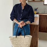 Shirt women's design sense loose sunscreen jacket niche cotton and linen short  spring new cardigan with shirt
