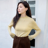 Wool bottoming shirt spring and autumn new solid color women's clothing elegant temperament can be worn outside the top semi-turtleneck long-sleeved jumper