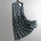 Floral skirt loose and thin round neck sleeveless vest skirt holiday style summer new women's long skirt dress C051