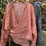 2025  250331/Small fish ramie flapper strap spring and summer retro cardigan sunscreen shirt