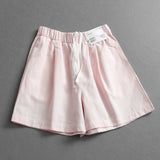 "Comfortable and breathable" pure cotton drawstring elastic waist loose wide-leg pants versatile outer casual pants women's shorts L377