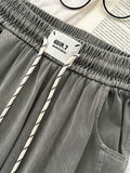 Solid color jeans women's  summer new drawstring loose drape ice silk thin straight casual wide-leg pants K427