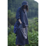 2025    21/7 Xiaoqi, early autumn new literary and retro double-layer cotton printing loose round neck half-open pullover short shirt