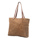 KKBOXLY 2025 Retro waterproof soft wax canvas women's bag handbag shoulder bag men's large capacity pleated tote bag shopping bag