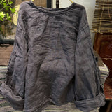 2025    22/3/Shirt, spring literary and retro textured linen loose pullover shoulder lazy shirt