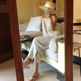 summer vacation wind suspender skirt women, pure cotton Korean ins backless lace-up design medium and long dress