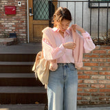 Retro Hong Kong style long-sleeved shirt popular autumn new women's clothing pointed corner lapel jacket stacked cardigan pure cotton shirt