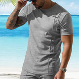 KKBOXLY 2025 New summer new men's casual personalized short-sleeved T-shirt 2025 trade wholesale waffle crew neck top men's clothing