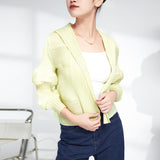 2025 high-end pleated short coat women's spring and autumn new bud design niche cardigan shawl top