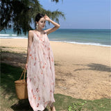 2025 gentle wind floral suspender dress summer seaside vacation beach dress super fairy temperament slim dress